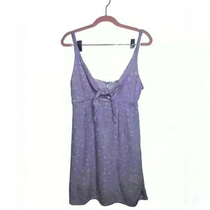 Elegant Breezy Lavender Floral Mini Dress with Bow Front & Back Buttons